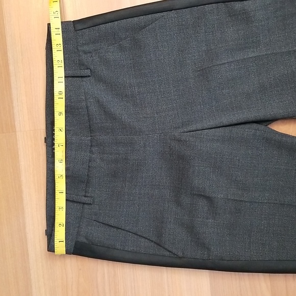Theory Nabiki C Magistrate Wool Career Pants with Leather Stripe Trim - Picture 3 of 11